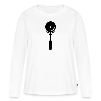 Coupe-pizza - T-shirt manches longues Premium bio Femme - blanc - Devant - Julia (174cm)