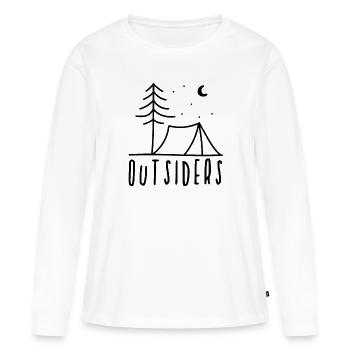 Camping, camping, outsiders, plein air, voyage - T-shirt manches longues Premium bio Femme - blanc - Devant - Julia (174cm)