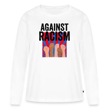 Anti racism | Antifa Against Right Gift Ideas - Women's Premium Organic Long Sleeve Shirt - white - Front - Julia (174cm)