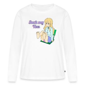 Suce mes orteils - T-shirt manches longues Premium bio Femme - blanc - Devant - Julia (174cm)