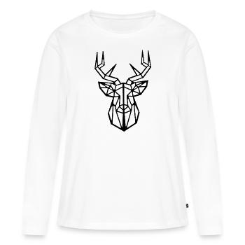 Cerf cerf cerf cerf chasseur de tête - T-shirt manches longues Premium bio Femme - blanc - Devant - Julia (174cm)