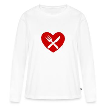 Cadeau de coutellerie manger manger manger sommeil répéter l'amour - T-shirt manches longues Premium bio Femme - blanc - Devant - Julia (174cm)