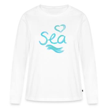 mer - T-shirt manches longues Premium bio Femme - blanc - Devant - Julia (174cm)