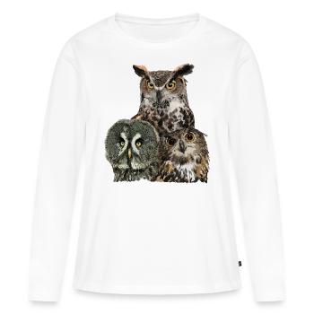 Eulen - Frauen Premium Bio Langarmshirt - Weiß - Vorne - Julia (174cm)