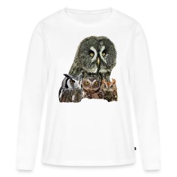 Owls - Women's Premium Organic Long Sleeve Shirt - white - Front - Julia (174cm)