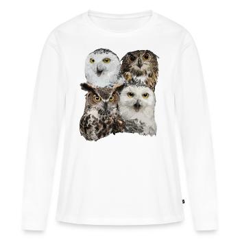 Owls - Women's Premium Organic Long Sleeve Shirt - white - Front - Julia (174cm)