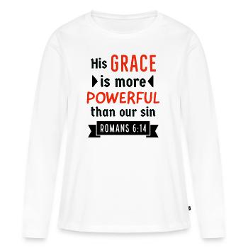 Jésus, Jésus, Jésus chrétien chrétien chrétien chrétien - T-shirt manches longues Premium bio Femme - blanc - Devant - Julia (174cm)