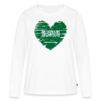 Arabie Saoudite coeur drapeau drapeau blason - T-shirt manches longues Premium bio Femme - blanc - Devant - Julia (174cm)