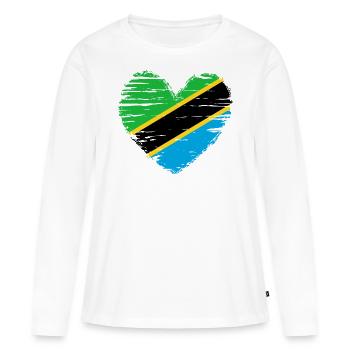 Drapeau drapeau de la Tanzanie drapeau - T-shirt manches longues Premium bio Femme - blanc - Devant - Julia (174cm)