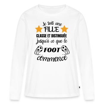 T-shirt fille classe et distinguée cadeau humour - T-shirt manches longues Premium bio Femme - blanc - Devant - Julia (174cm)
