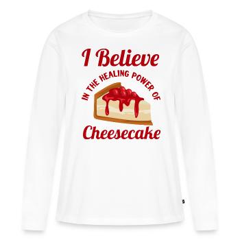 Cheesecae guérison - T-shirt manches longues Premium bio Femme - blanc - Devant - Julia (174cm)
