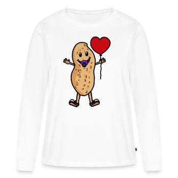 Bébé Peanut Ballon Coeur Enfants Naissance Hourra - T-shirt manches longues Premium bio Femme - blanc - Devant - Julia (174cm)