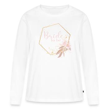 Pink Flowers Boho - Bride to be - Women's Premium Organic Long Sleeve Shirt - white - Front - Julia (174cm)