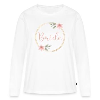 Pink Eucalyptus - Bride - Women's Premium Organic Long Sleeve Shirt - white - Front - Julia (174cm)