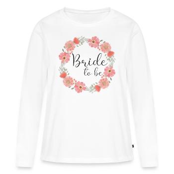 Couronne de fleurs rouges - Bride to be - T-shirt manches longues Premium bio Femme - blanc - Devant - Julia (174cm)