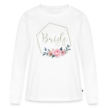Rose Blossom - Bride to be - Women's Premium Organic Long Sleeve Shirt - white - Front - Julia (174cm)