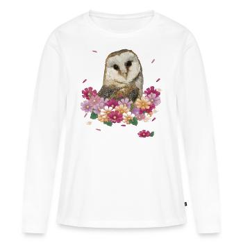 Eule - Frauen Premium Bio Langarmshirt - Weiß - Vorne - Julia (174cm)