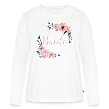 Rose Frame - Bride - Women's Premium Organic Long Sleeve Shirt - white - Front - Julia (174cm)