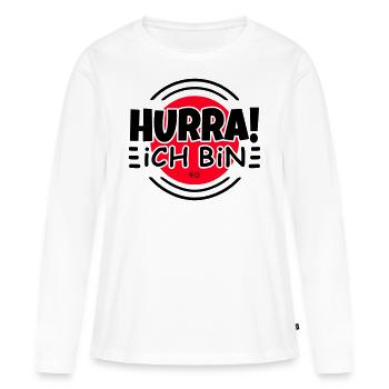 40e anniversaire Hourra je suis 40 drôle - T-shirt manches longues Premium bio Femme - blanc - Devant - Julia (174cm)