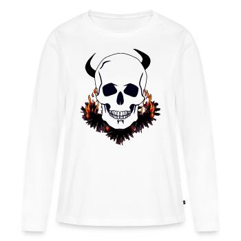 Diable Crâne Purgatoire Enfer Satan mort diabolique - T-shirt manches longues Premium bio Femme - blanc - Devant - Julia (174cm)