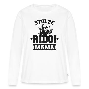 Stolze Ridgi Mama-Geschenk - Frauen Premium Bio Langarmshirt - Weiß - Vorne - Julia (174cm)