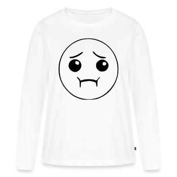 Emoji dégoûté croquis noir - T-shirt manches longues Premium bio Femme - blanc - Devant - Julia (174cm)