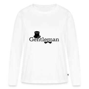 Monsieur moustache verres cylindriques monocle barbe - T-shirt manches longues Premium bio Femme - blanc - Devant - Julia (174cm)