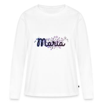 Prénom Nom Maria - T-shirt manches longues Premium bio Femme - blanc - Devant - Julia (174cm)