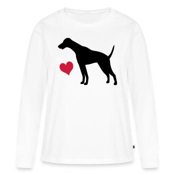 Dobermann - Frauen Premium Bio Langarmshirt - Weiß - Vorne - Julia (174cm)