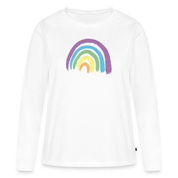 RAINBOW - REGENBOGEN - REGENBOGENFARBEN - Frauen Premium Bio Langarmshirt - Weiß - Vorne - Julia (174cm)