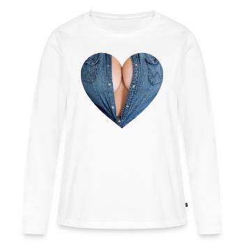 Seins sexy - T-shirt manches longues Premium bio Femme - blanc - Devant - Julia (174cm)