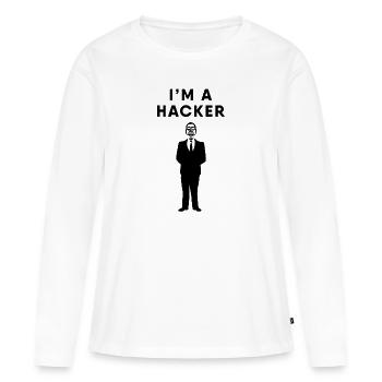 Hacker / Hacken / Hacking - T-shirt manches longues Premium bio Femme - blanc - Devant - Julia (174cm)