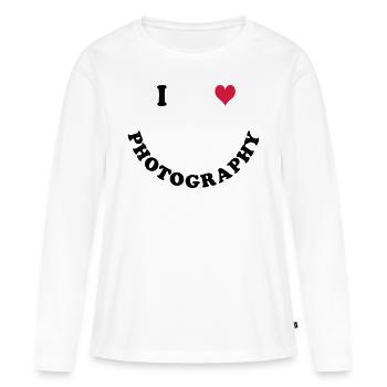 Fotografie - Frauen Premium Bio Langarmshirt - Weiß - Vorne - Julia (174cm)