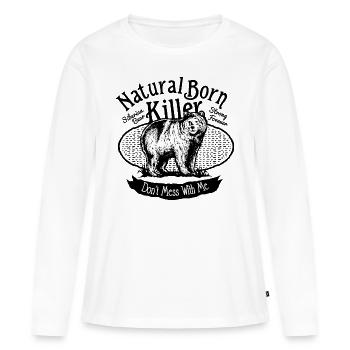 Ours cadeau vintage énonciations cool - T-shirt manches longues Premium bio Femme - blanc - Devant - Julia (174cm)