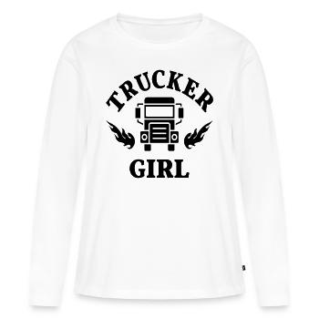 Trucker Girl Truck Truckerin Berufskraftfahrerin - Frauen Premium Bio Langarmshirt - Weiß - Vorne - Julia (174cm)