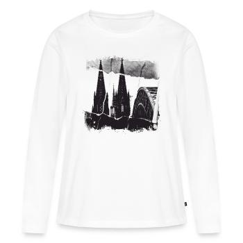 Kölner Dom Allemagne Cologne Skyline - T-shirt manches longues Premium bio Femme - blanc - Devant - Julia (174cm)
