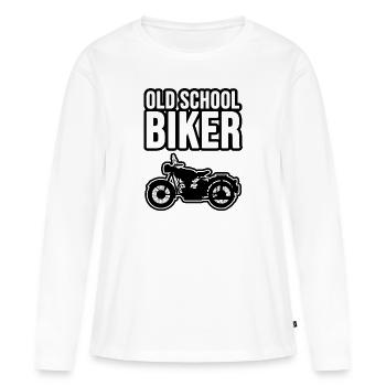 Old School Biker ! - T-shirt manches longues Premium bio Femme - blanc - Devant - Julia (174cm)