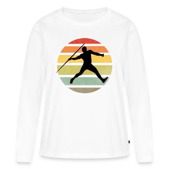Lancer de javelot Athlétisme Sport - T-shirt manches longues Premium bio Femme - blanc - Devant - Julia (174cm)