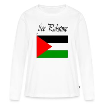 Palestine Design - T-shirt manches longues Premium bio Femme - blanc - Devant - Julia (174cm)
