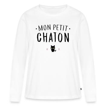 Mon petit chaton - T-shirt manches longues Premium bio Femme - blanc - Devant - Julia (174cm)