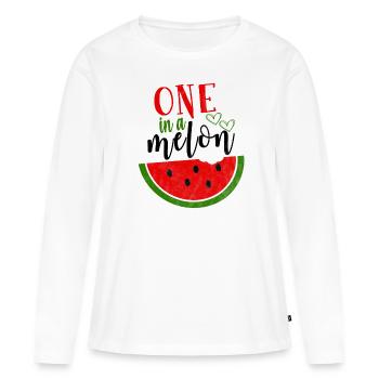 Paroles de pastèque - T-shirt manches longues Premium bio Femme - blanc - Devant - Julia (174cm)