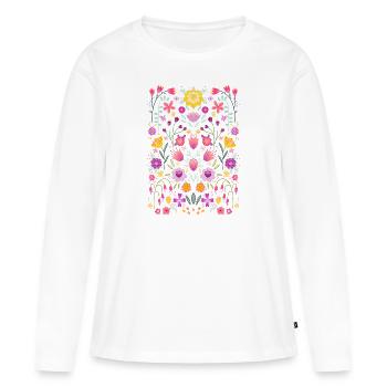 Bright Floral Botanical - Women's Premium Organic Long Sleeve Shirt - white - Front - Julia (174cm)
