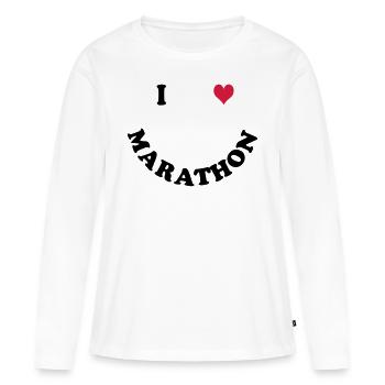 Marathon - T-shirt manches longues Premium bio Femme - blanc - Devant - Julia (174cm)