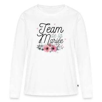 Team de la mariée - T-shirt manches longues Premium bio Femme - blanc - Devant - Julia (174cm)