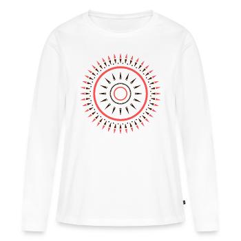 Motif ethnique tons corail - T-shirt manches longues Premium bio Femme - blanc - Devant - Julia (174cm)