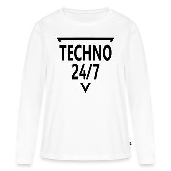 Techno - musique techno - T-shirt manches longues Premium bio Femme - blanc - Devant - Julia (174cm)
