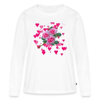 Bouquet de fleurs - T-shirt manches longues Premium bio Femme - blanc - Devant - Julia (174cm)