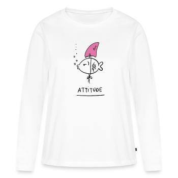 Poisson attitude - T-shirt manches longues Premium bio Femme - blanc - Devant - Julia (174cm)