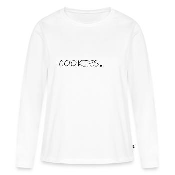 Cookie accro - T-shirt manches longues Premium bio Femme - blanc - Devant - Julia (174cm)