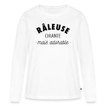 Râleuse chiante mais adorable - T-shirt manches longues Premium bio Femme - blanc - Devant - Julia (174cm)